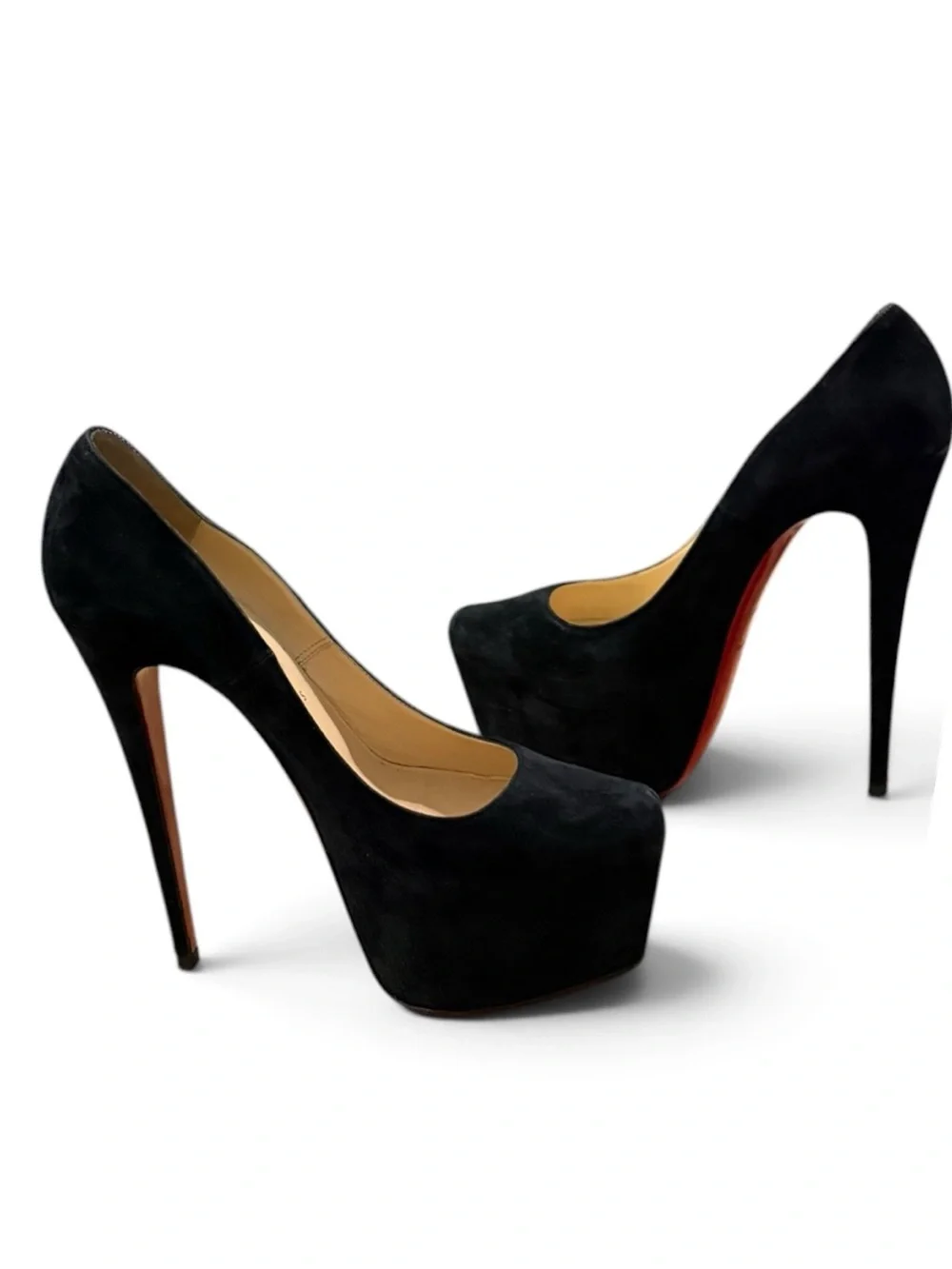Christian Louboutin Daffodile Black Suede Platform Pumps – Size 38.5